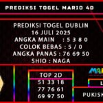 PREDIKSI TOGEL DUBLIN POOLS 16 JULI 2025