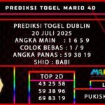 PREDIKSI TOGEL DUBLIN POOLS 20 JULI 2025