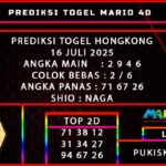 PREDIKSI TOGEL HONGKONG POOLS 16 JULI 2025