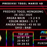 PREDIKSI TOGEL HONGKONG POOLS 26 JULI 2025