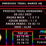 PREDIKSI TOGEL HONGKONG POOLS 28 JULI 2025