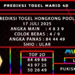 PREDIKSI TOGEL HONGKONG POOLS 17 JULI 2025