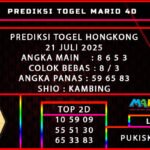 PREDIKSI TOGEL HONGKONG POOLS 21 JULI 2025
