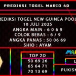 PREDIKSI TOGEL NEW GUINEA POOLS 10 JULI 2025