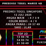 PREDIKSI TOGEL SINGAPORE POOLS 12 JULI 2025