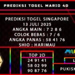 PREDIKSI TOGEL SINGAPORE POOLS 13 JULI 2025