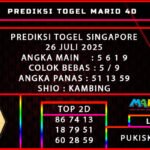 PREDIKSI TOGEL SINGAPORE POOLS 26 JULI 2025