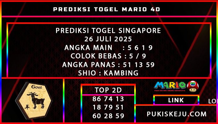 PREDIKSI TOGEL SINGAPORE POOLS 26 JULI 2025