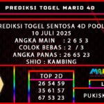PREDIKSI TOGEL SENTOSA 4D POOLS 10 JULI 2025