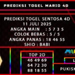 PREDIKSI TOGEL SENTOSA 4D POOLS 11 JULI 2025
