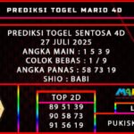 PREDISI TOGEL SENTOSA 4D POOLS 27 JULI 2025