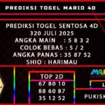 PREDIKSI TOGEL SENTOSA 4D POOLS 20 JULI 2025