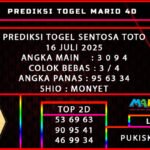 PREDIKSI TOGEL SENTOSA TOTO POOLS 16 JULI 2025