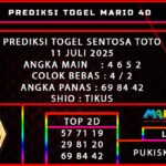 PREDIKSI TOGEL SENTOSA TOTO POOLS 11 JULI 2025