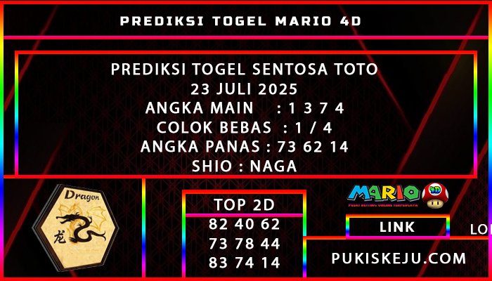 PREDIKSI TOGEL SENTOSA TOTO POOLS 23 JULI 2025