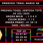 PREDIKSI TOGEL SENTOSA TOTO POOLS 26 JULI 2025