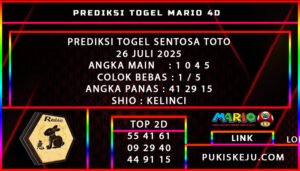 PREDIKSI TOGEL SENTOSA TOTO POOLS 26 JULI 2025
