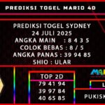 PREDIKSI TOGEL SYDNEY POOLS 24 JULI 2025