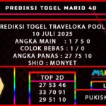 PREDIKSI TOGEL TRAVELOKA POOLS 10 JULI 2025