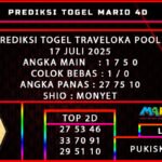 PREDIKSI TOGEL TRAVELOKA POOLS 17 JULI 2025