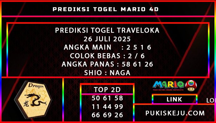 PREDIKSI TOGEL TRAVELOKA POOLS 26 JULI 2025